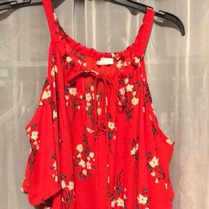 Open Shoulder Floral Top